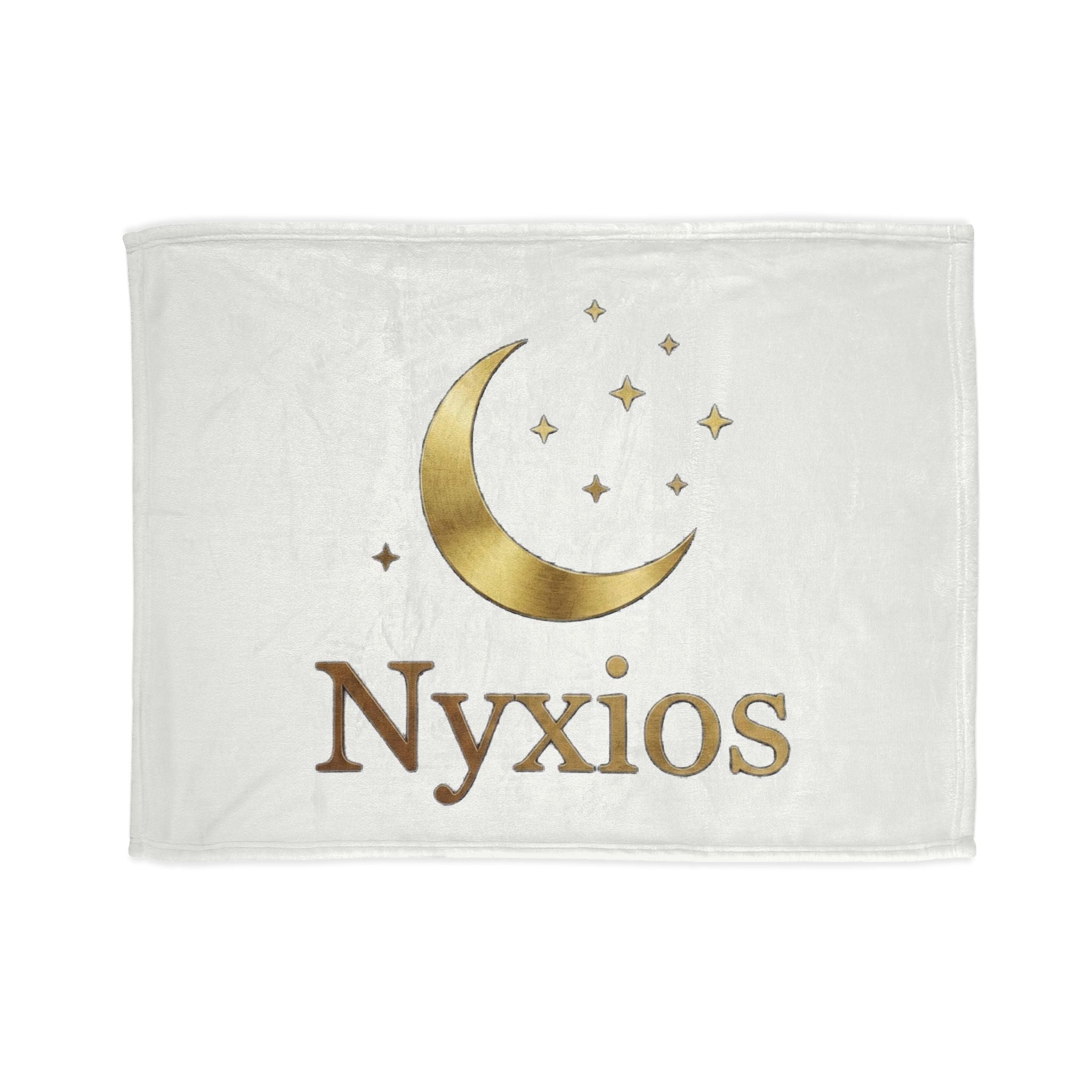 Nyxios Moonlight-Decke – Weicher Polyester-Überwurf mit goldenem Halbmond und Sternen