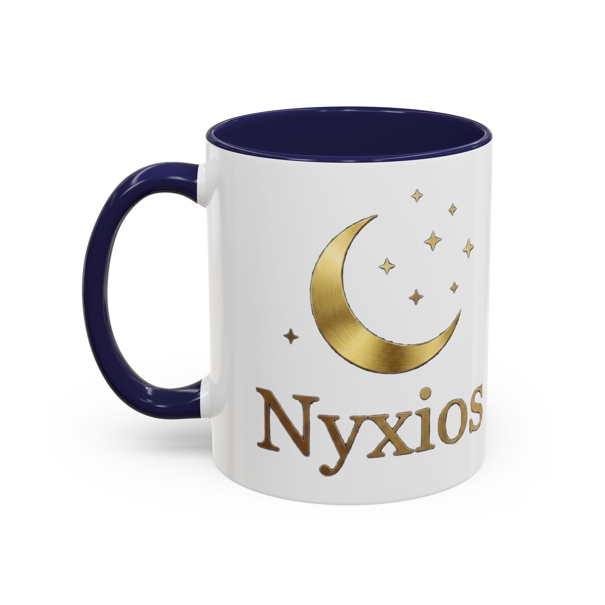 Nyxios Gold Mond Akzent Kaffeetasse – Himmlische Sterne Keramiktasse (325/440 ml)