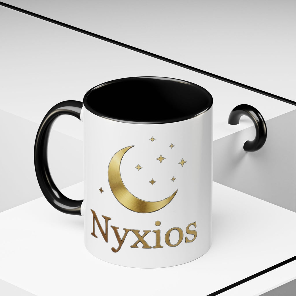 Nyxios Gold Mond Akzent Kaffeetasse – Himmlische Sterne Keramiktasse (325/440 ml)