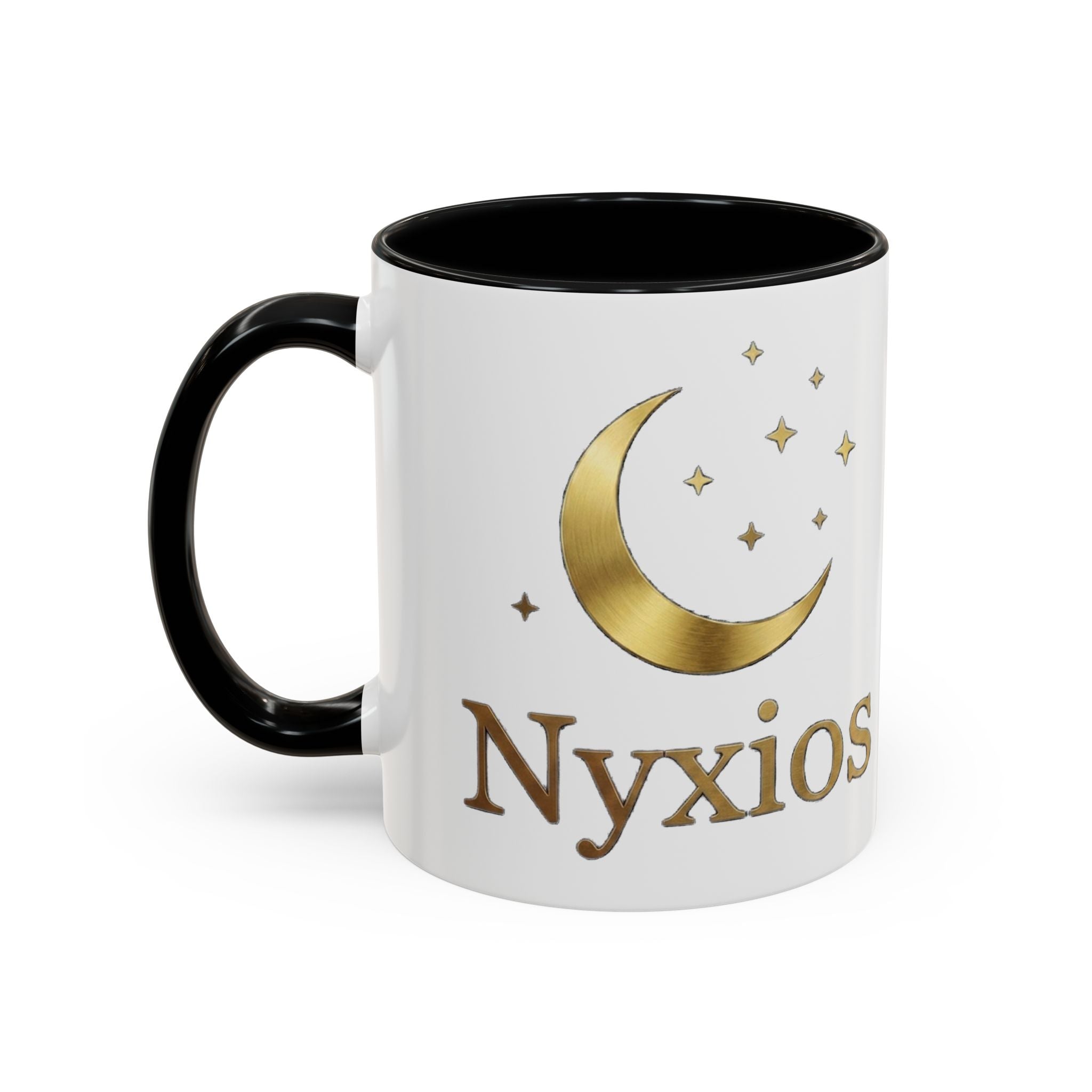 Nyxios Gold Mond Akzent Kaffeetasse – Himmlische Sterne Keramiktasse (325/440 ml)