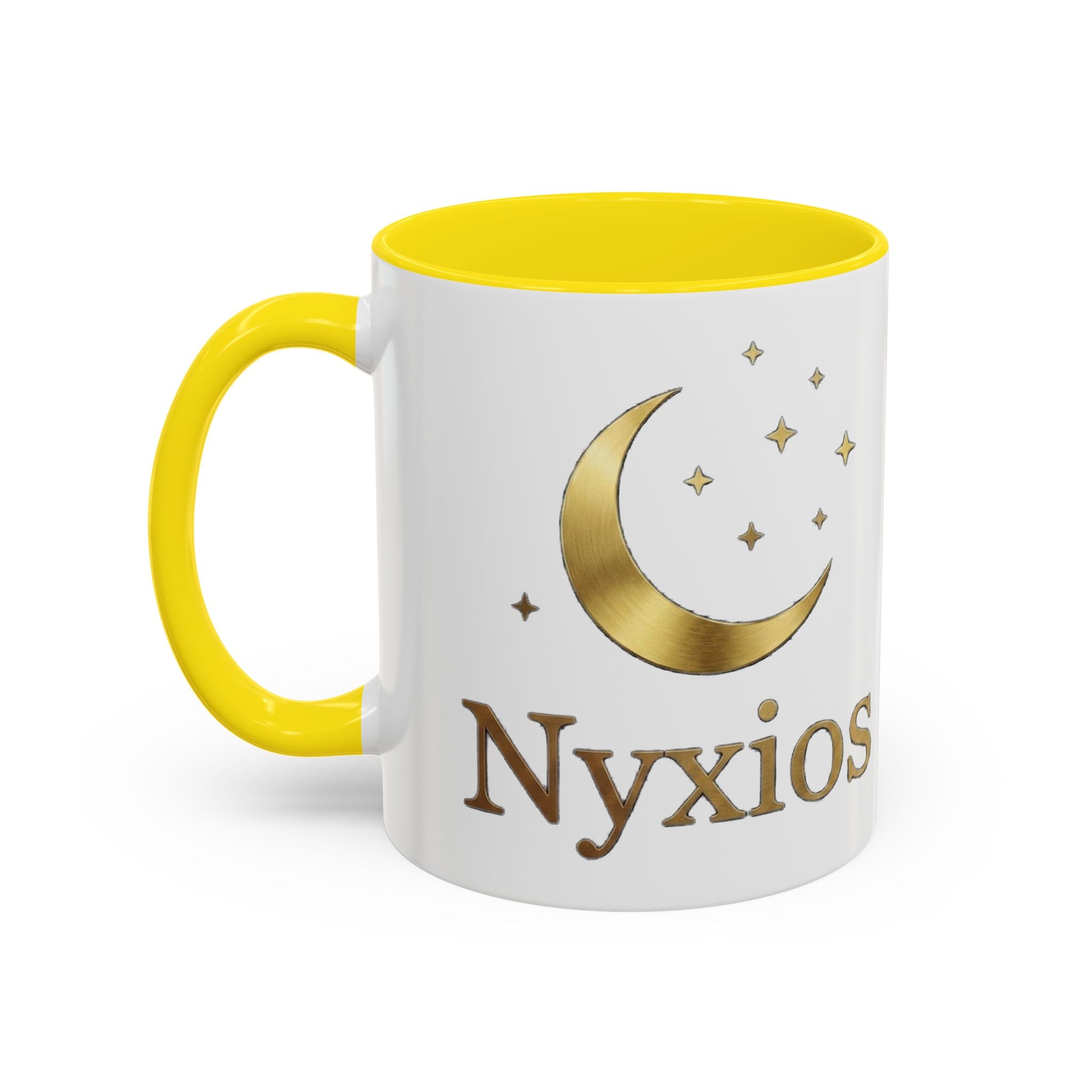 Nyxios Gold Mond Akzent Kaffeetasse – Himmlische Sterne Keramiktasse (325/440 ml)