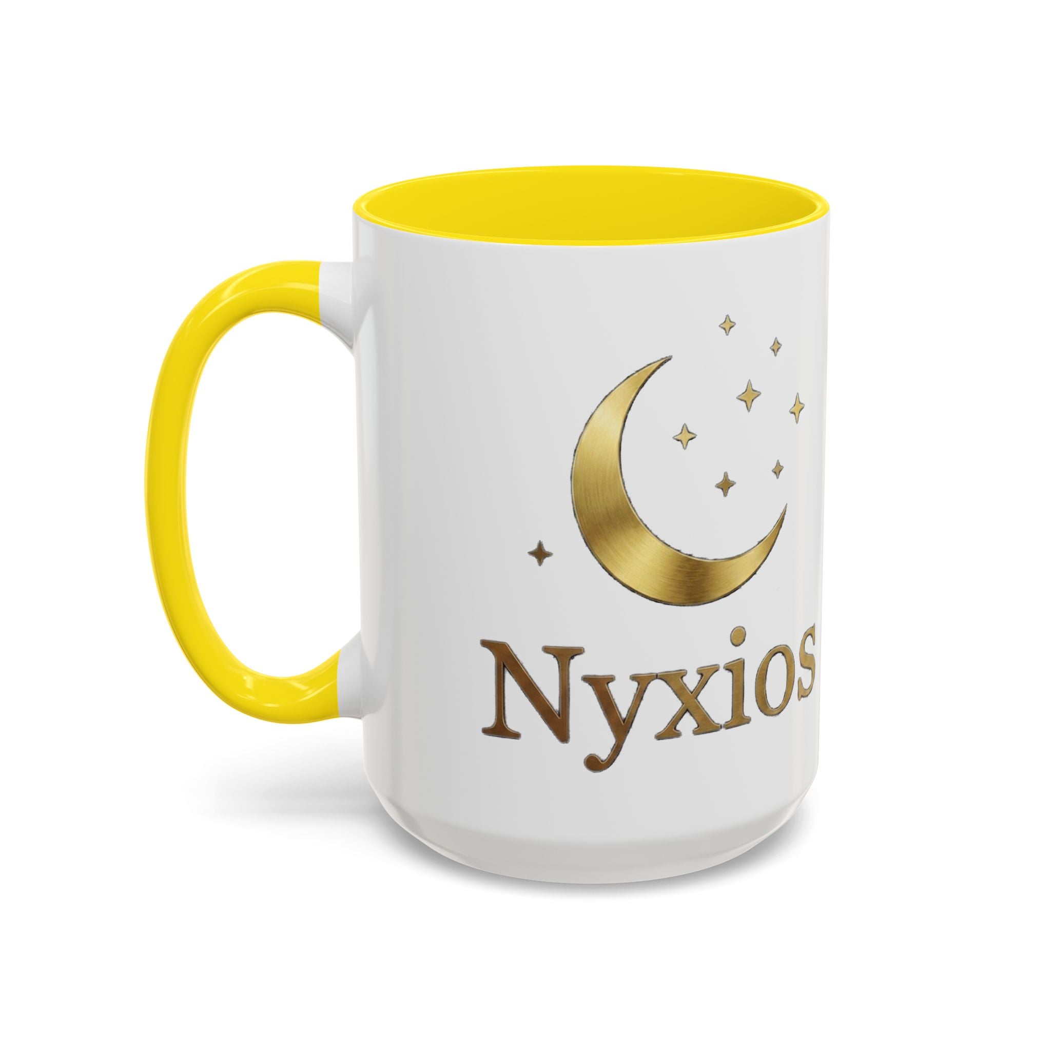 Nyxios Gold Mond Akzent Kaffeetasse – Himmlische Sterne Keramiktasse (325/440 ml)