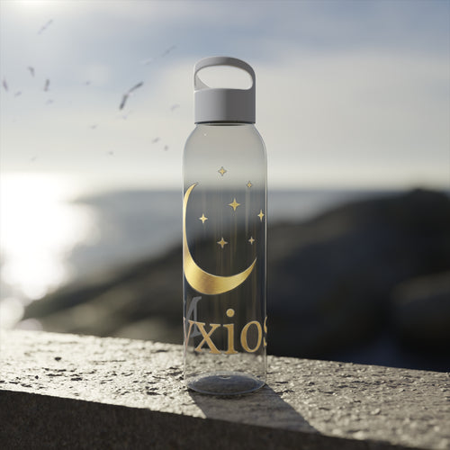 Celestial Moon Wasserflasche — Goldene Mondsichel Nacht Himmels Design